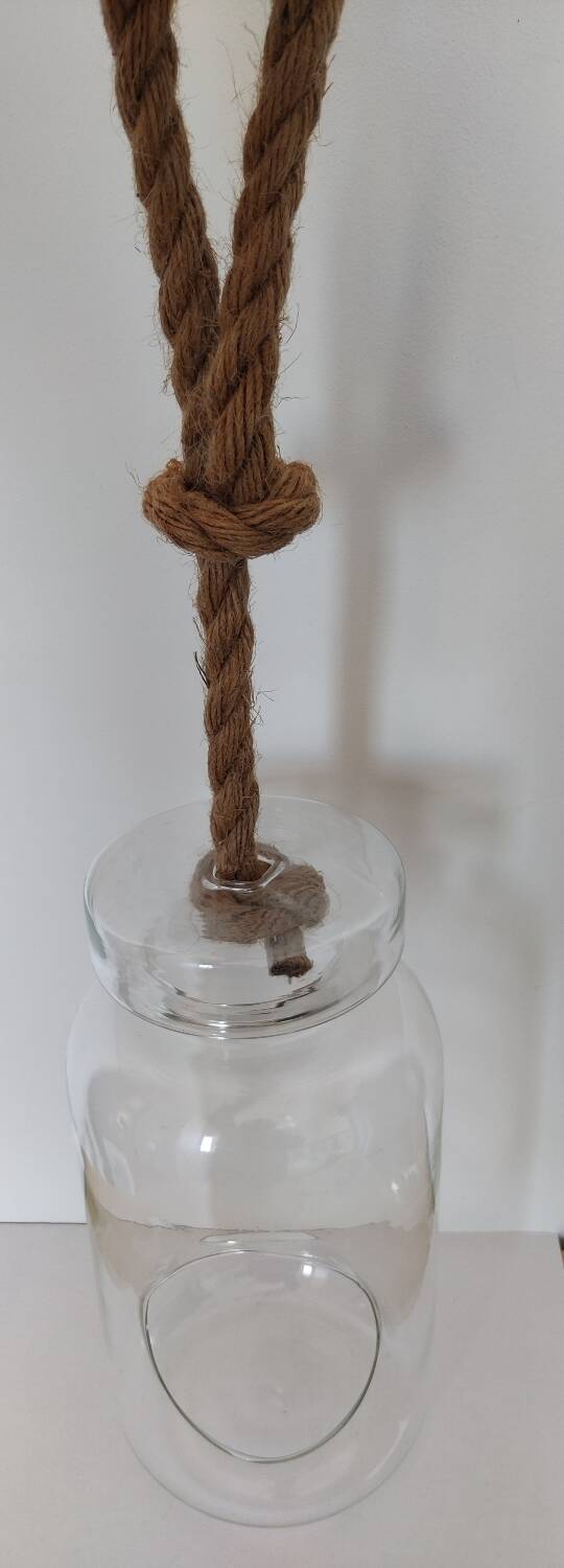 Large hanging glass vase