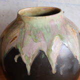 Flamed stoneware vase signed