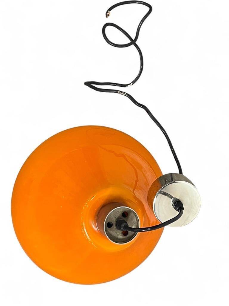 Vintage orange glass pendant light / space age chandelier