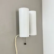 Minimalistic Wall Lamp from White Satin Glass and Teak Wood by LUXUS, Vittsjö, Sweden, 1970s