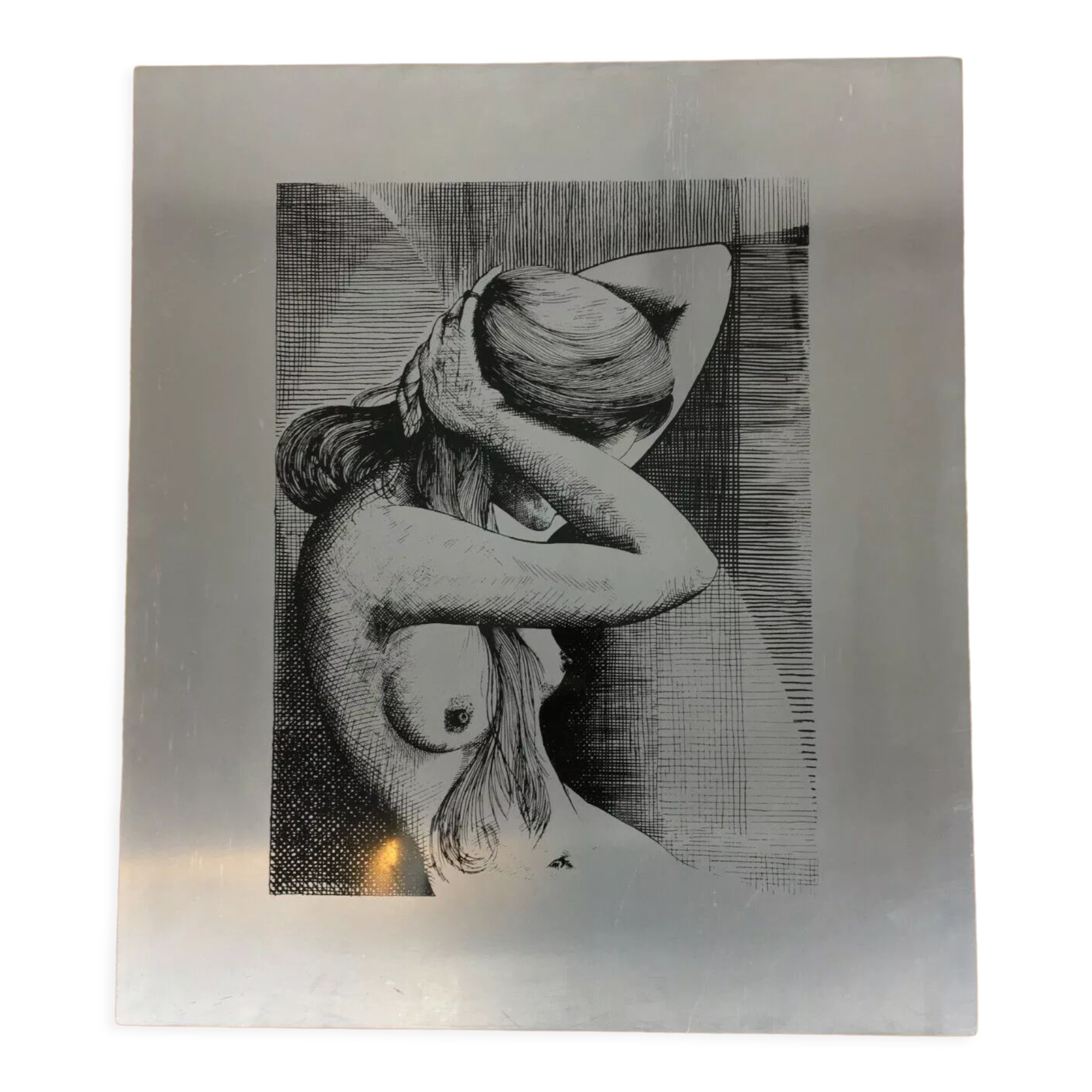 Engraving on aluminum plate 70s