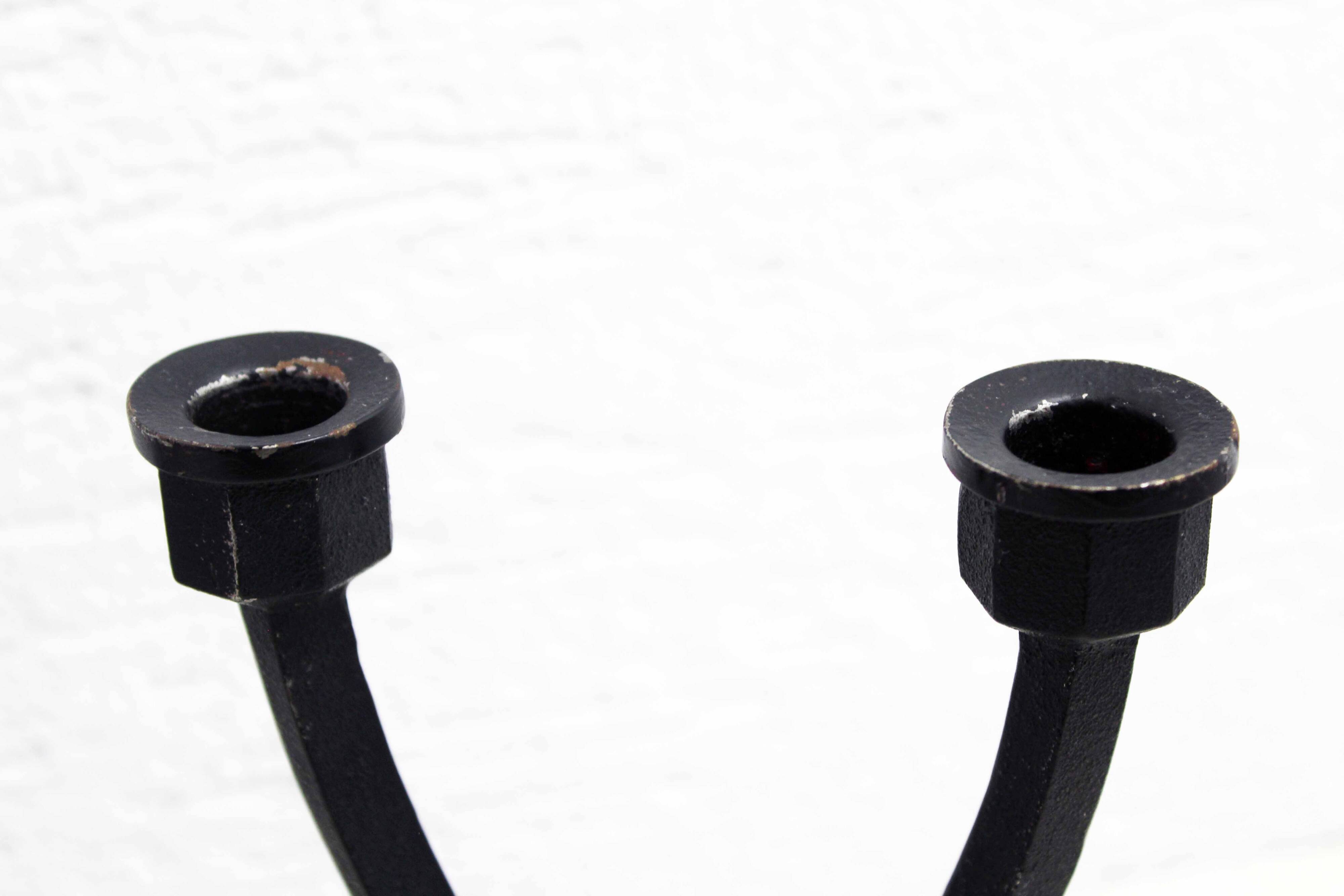 Pair of Scandinavian cast iron candlesticks 1970