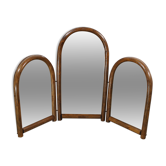Miroir triptyque en rotin année 70
