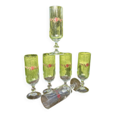 Vintage set of 6 floral champagne flutes