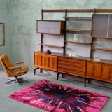 Abstract Scandinavian  Hand-Knotted High Pile Rya Rug Carpet, Sweden, 1960s