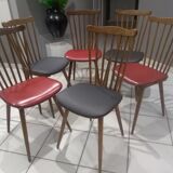 Suite of 6 chairs by Bistrot Baumann model Menuet 1970s