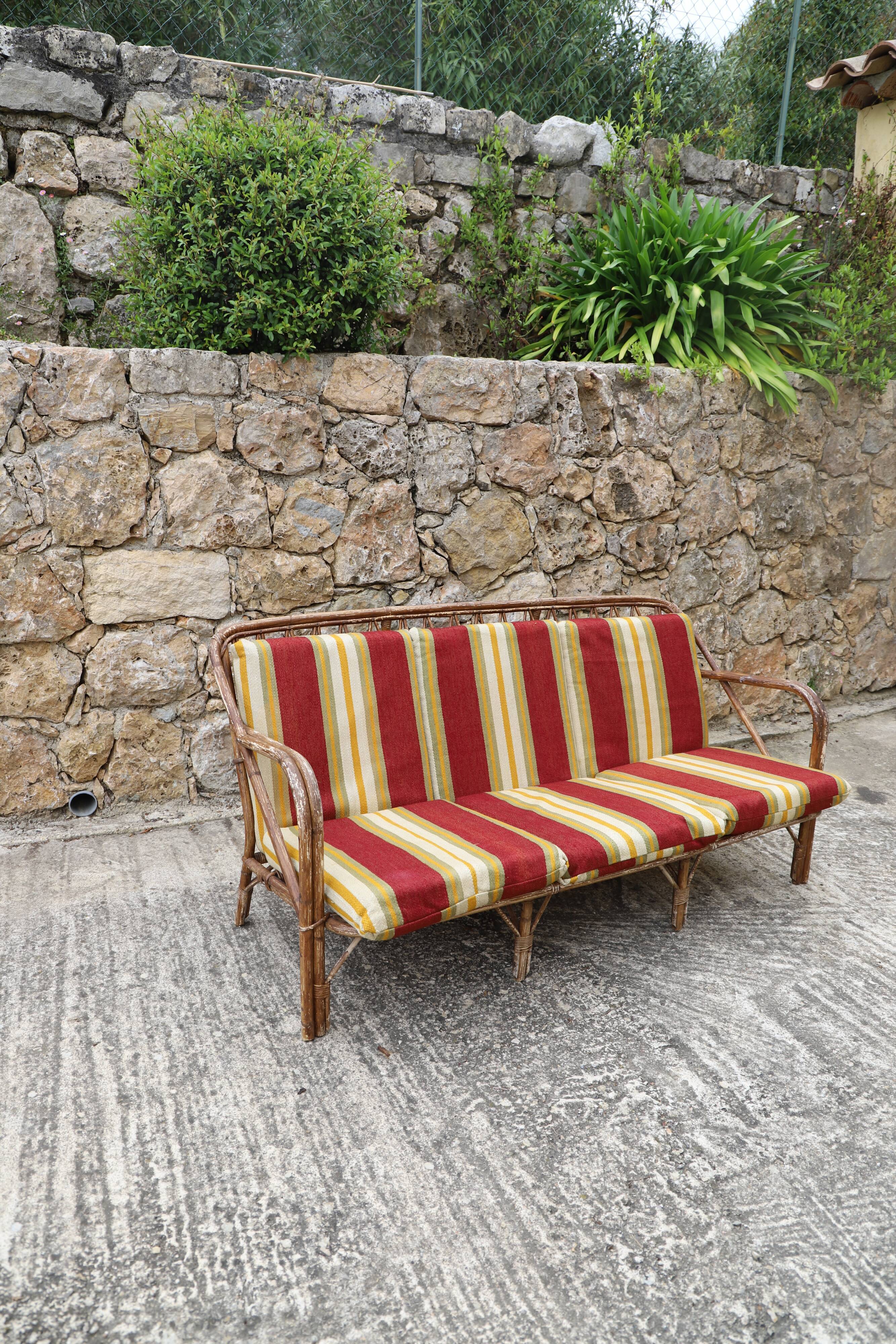Rattan bench 1960