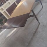 Dining table with extensions in walnut and mahogany and chrome around 1960