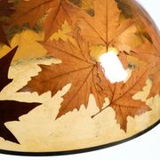 Rare, large 1970s Italian resin pendant lamp with embedded maple leaves