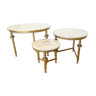 Lot 3 tables gigognes marbre laiton années 60