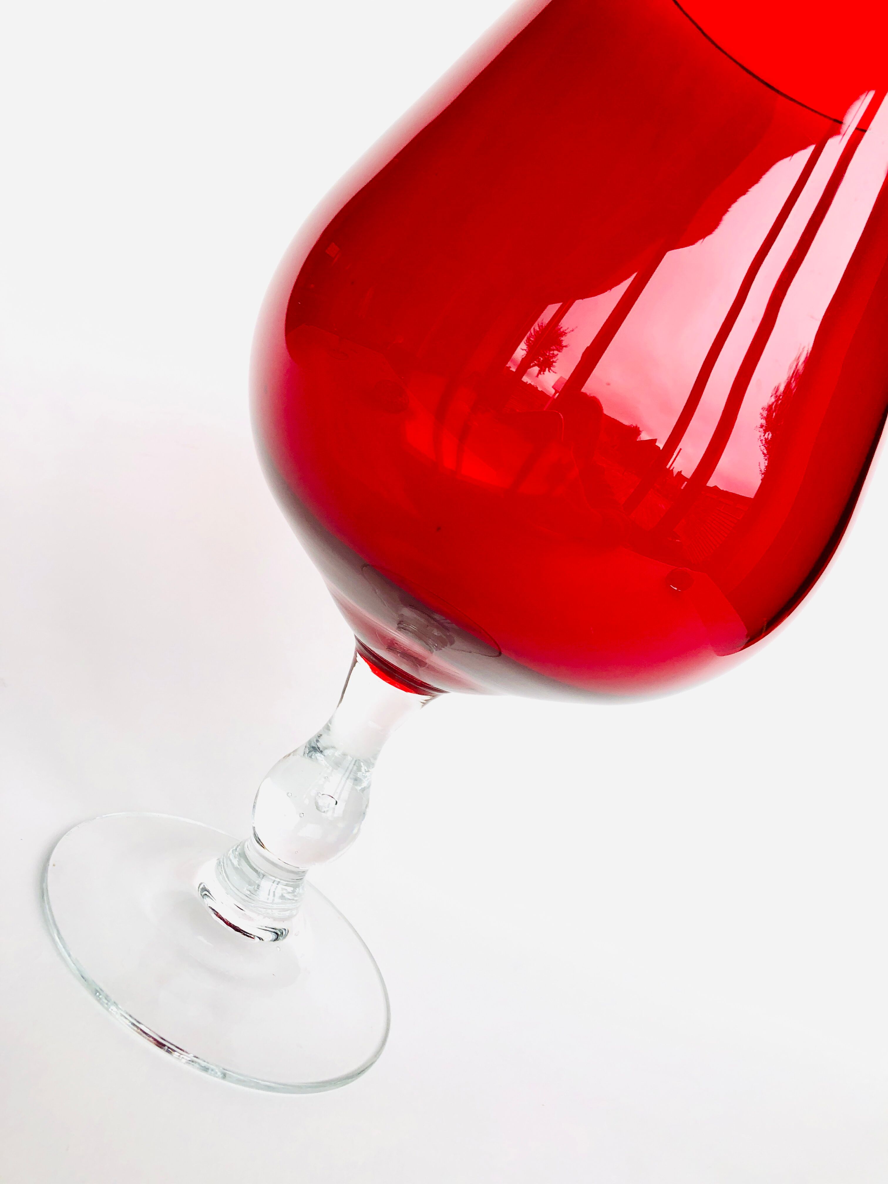 Red textured glass vase from the 60s 70s, Italy, Empoli