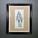Dessin représentant des mains par Calin Hentea XXe