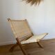 Fauteuil pliant en bois et rotin