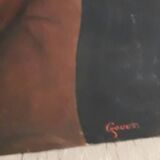 Old oil on canvas portrait painting signed Gouet
