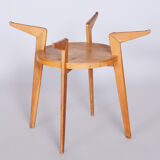 Mid-century small round table, jitona sobeslav, oak, glass, czechia, 1950s