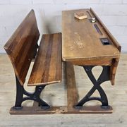 Antique desk / school bench (1920) in cast iron by Mark Breda, Holland.