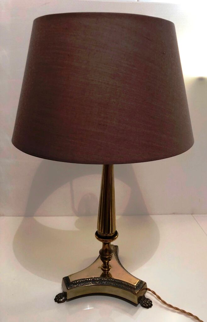 Fluted bronze foot lamp with lion's feet 50s