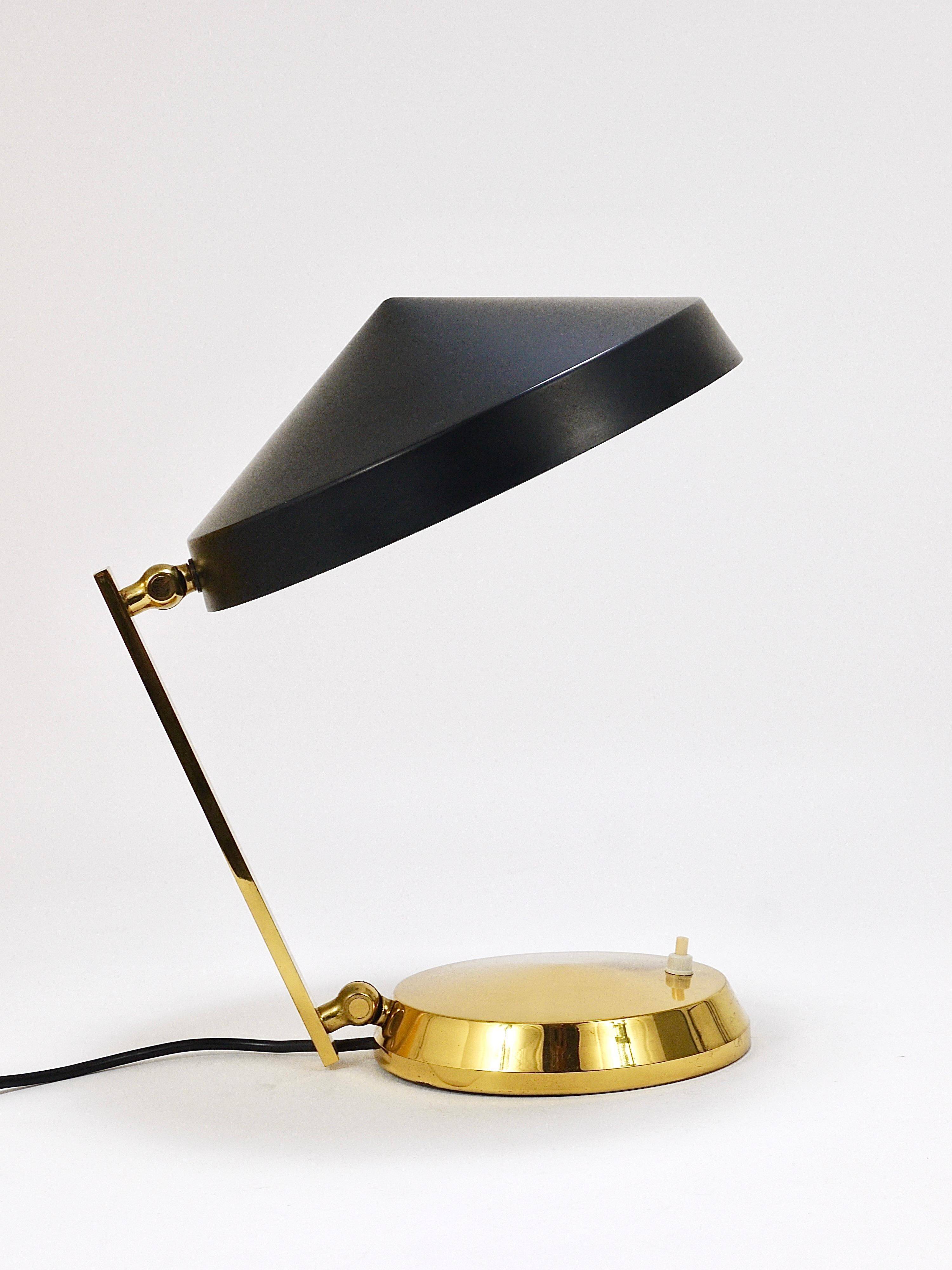 Mid-century table or desk lamp in black brass, Austria, 1960s.