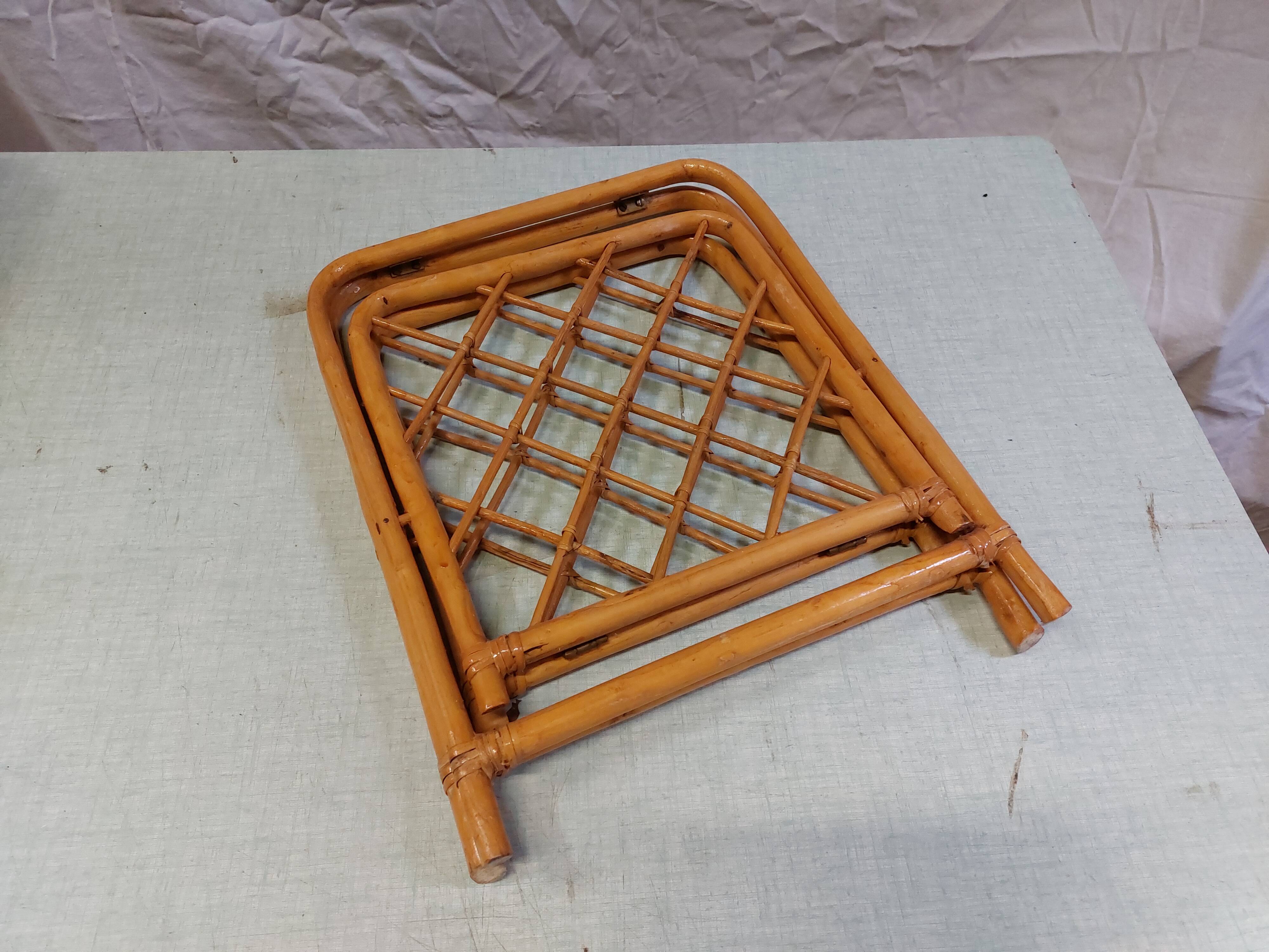 Vintage Bamboo and Rattan Folding Magazine Rack - 70s