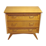 Wood and rattan dresser