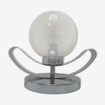 Metal bedside lamp chromed globe ball vintage