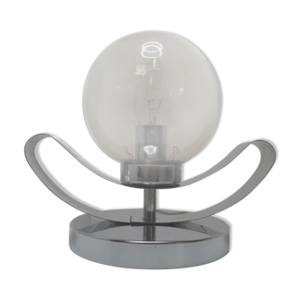 Metal bedside lamp chromed globe ball vintage