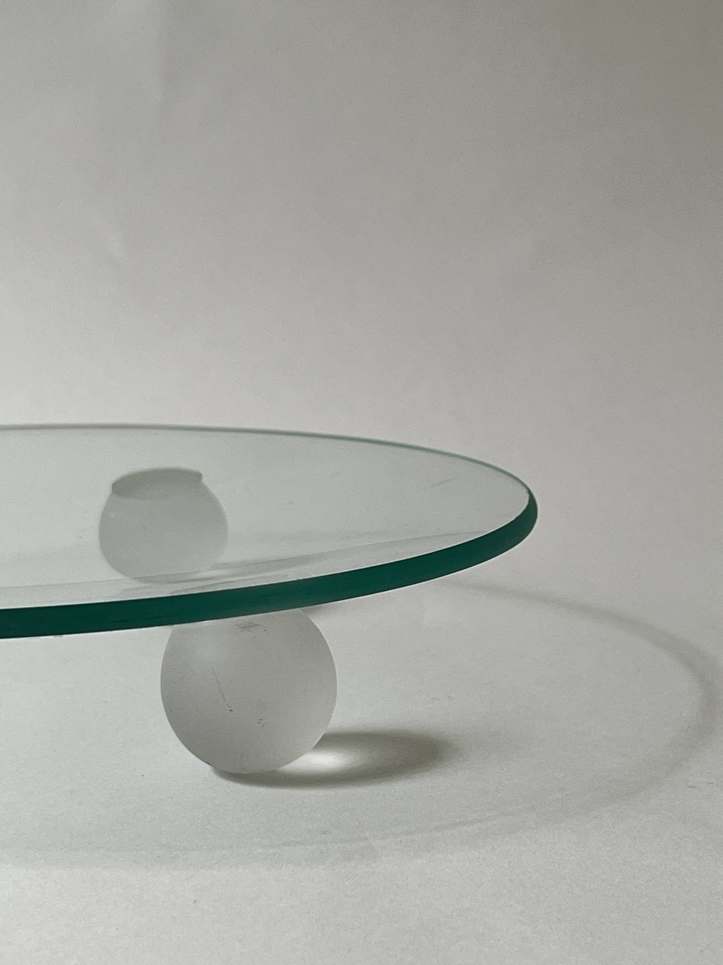 Large Italian glass and spherical frosted glass empty pocket, 1970 design