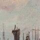 Vintage original Scandinavian harbor oil painting
