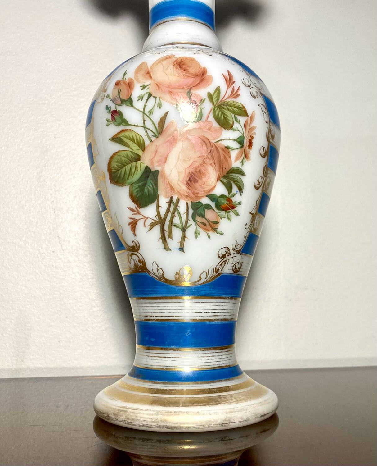 Jean-françois robert baccarat vase opaline peint main