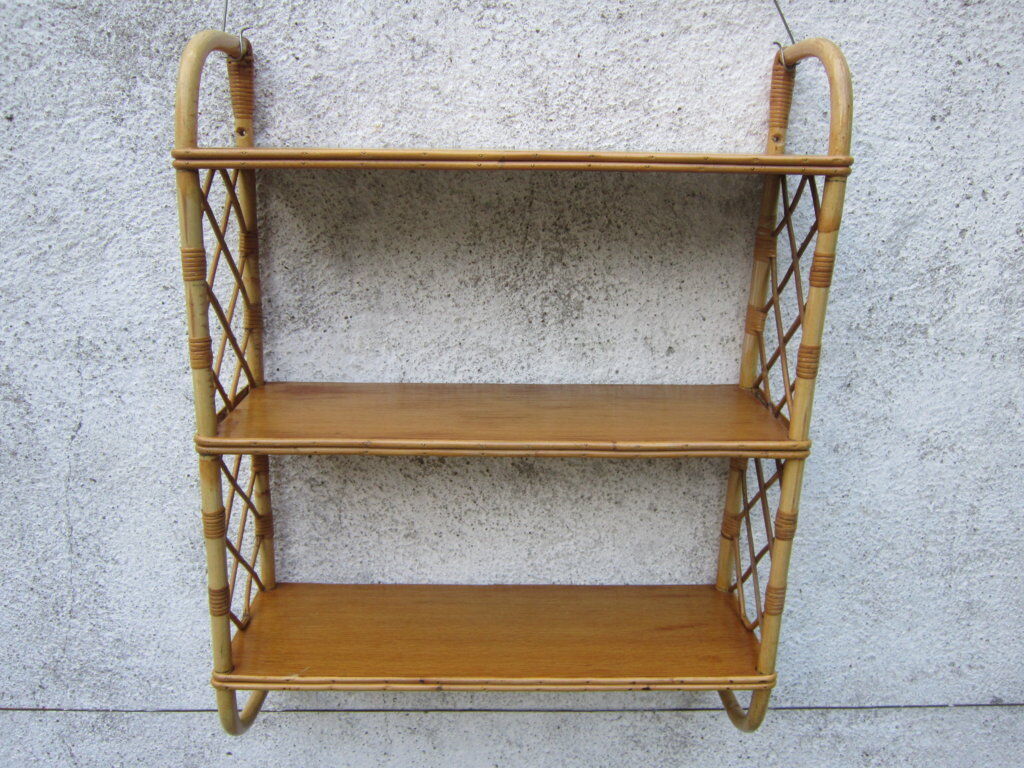 Rattan wall shelf