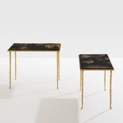 Tables d’appoint feuillage bronze doré laque de Chine Maison Baguès 1950