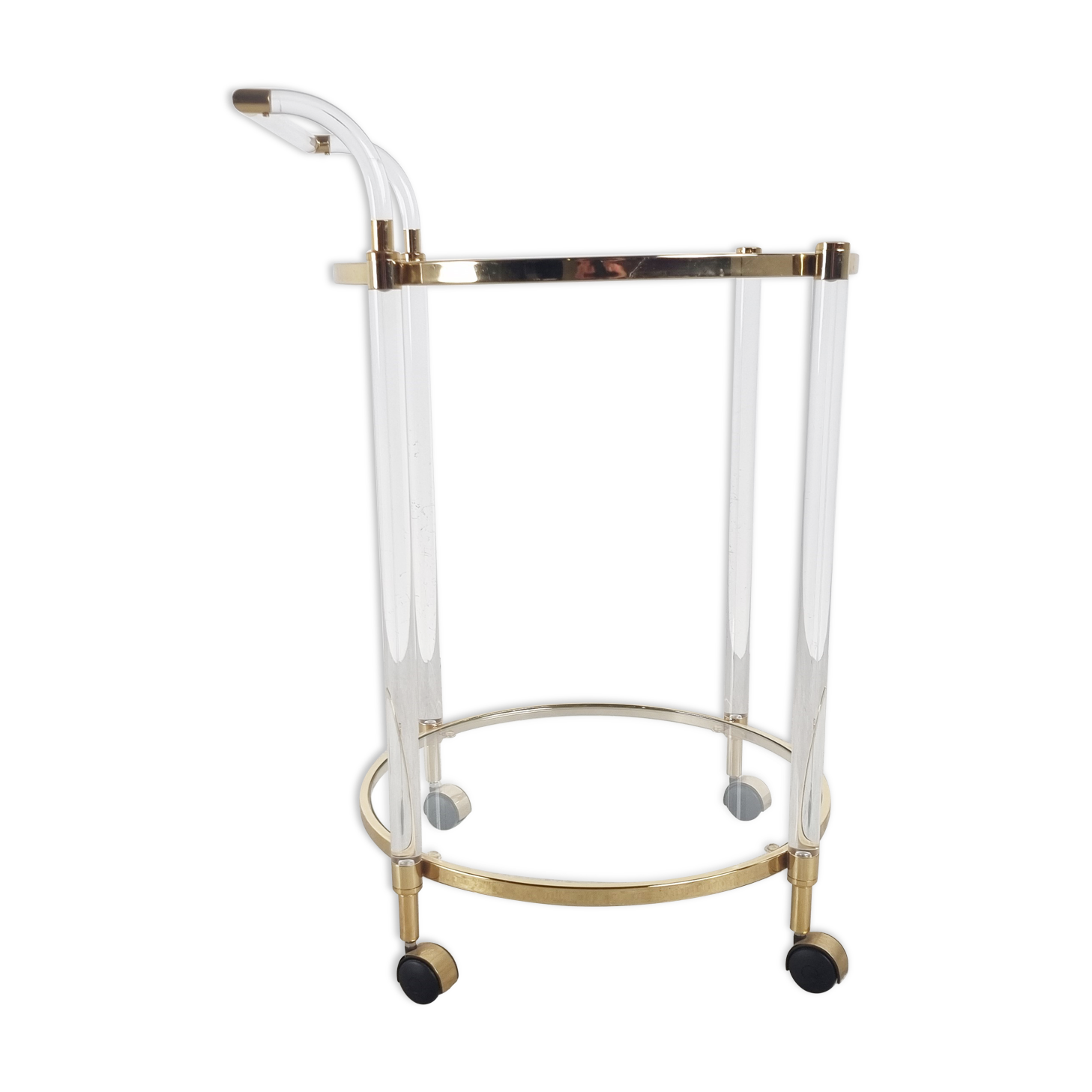 Brass and lucite drinks trolley, 1970s