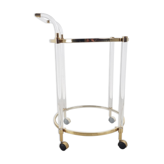 Brass and lucite drinks trolley, 1970s