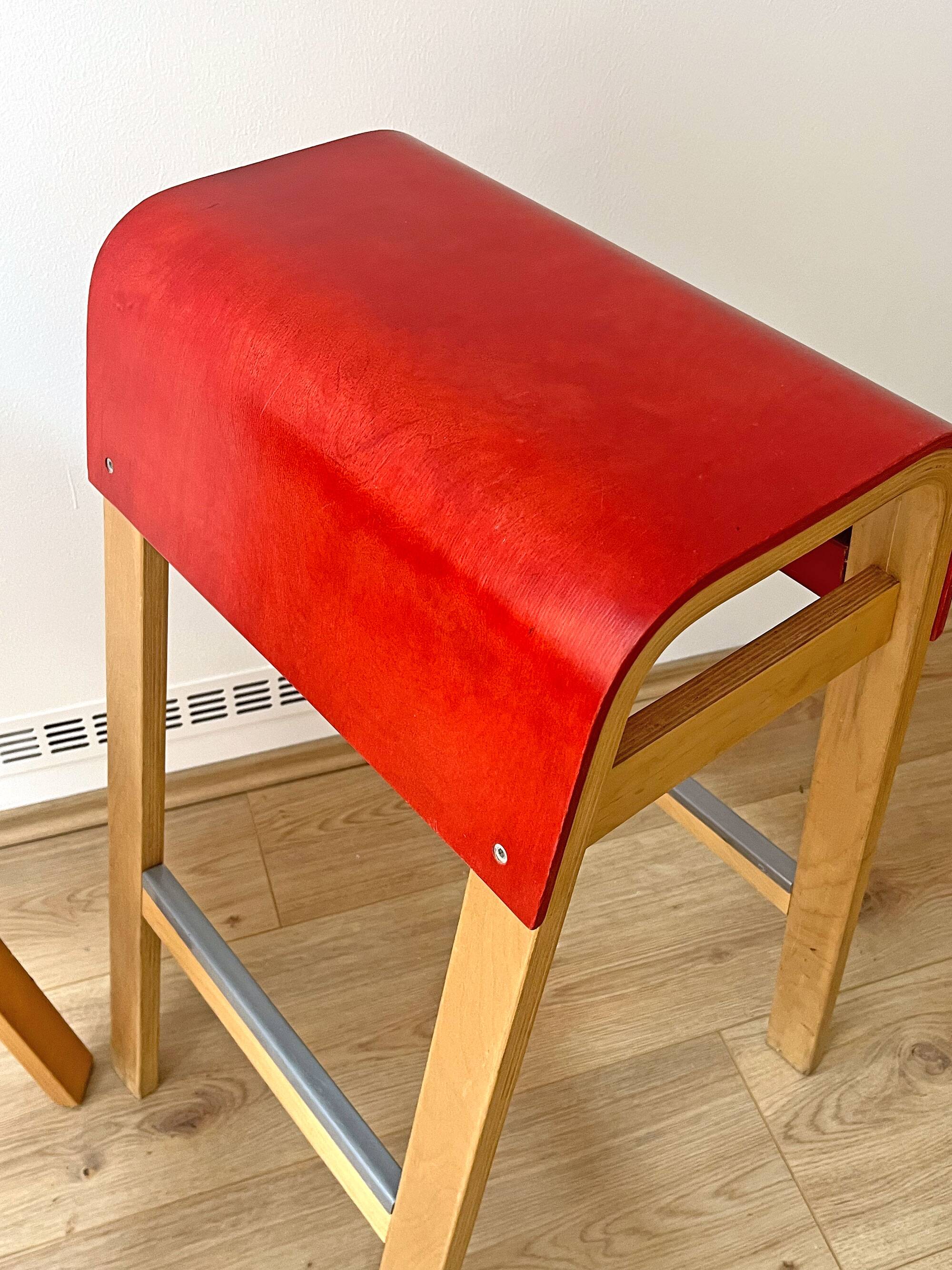 1 of 2 vintage ikea salve bar stools: birch plywood, ehlen johansson