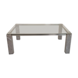 table à manger en verre et marbre Faraone par Renato Polidori pour Skipper Italie années 1980