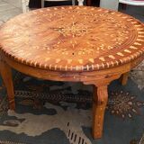 Cherifian cedar coffee table with Hispano-Moorish inlaid decoration Morocco