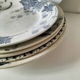 Set of 6 ironstone plates in shades of blue, late 19th to early 20th century.