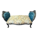 A Louis XV style chaise longue in dark blue and grey carved beech wood