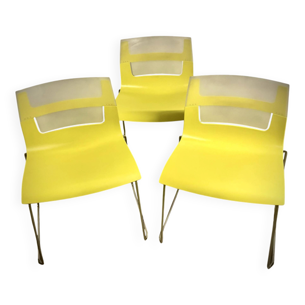 Chaises design jaune et chrome Chaise - Otto B&B Italia– vintage / déc