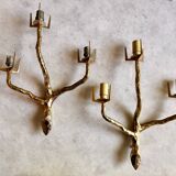 Pair of wall lights by Maison Arlus by Felix Agostini in bronze.