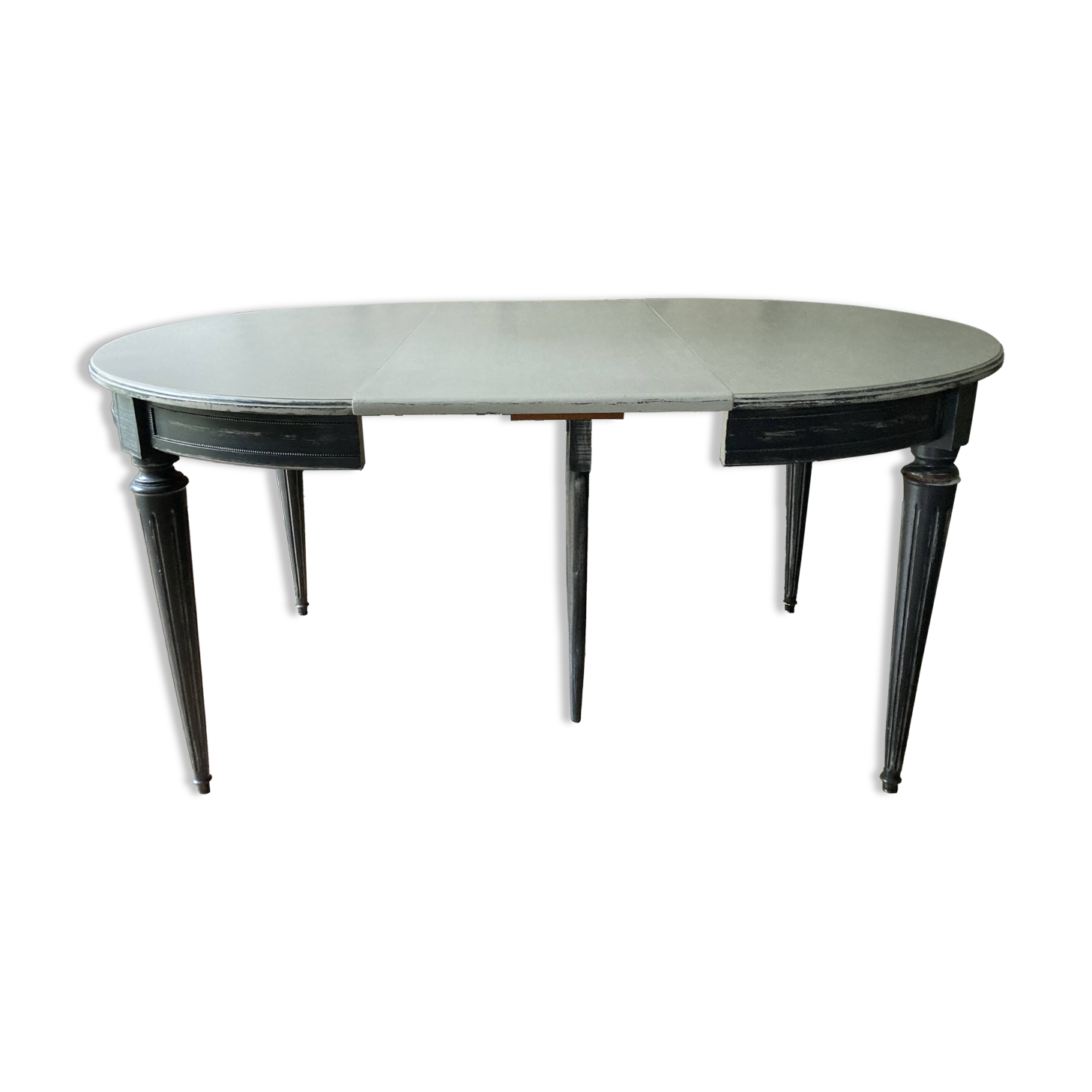 Louis XVI style extendable table in grey painted wood