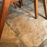 Set of 6 vintage wooden stackable chairs compass legs Germany 1960's