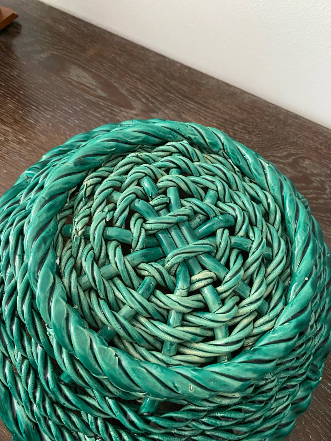 Large woven ceramic basket