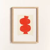 Painting on paper - majo - bright red - signed eawy