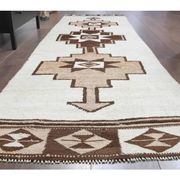 1970s Vintage Turkish Hand-Knotted Wool Cotton Beige Runner Rug 85x310