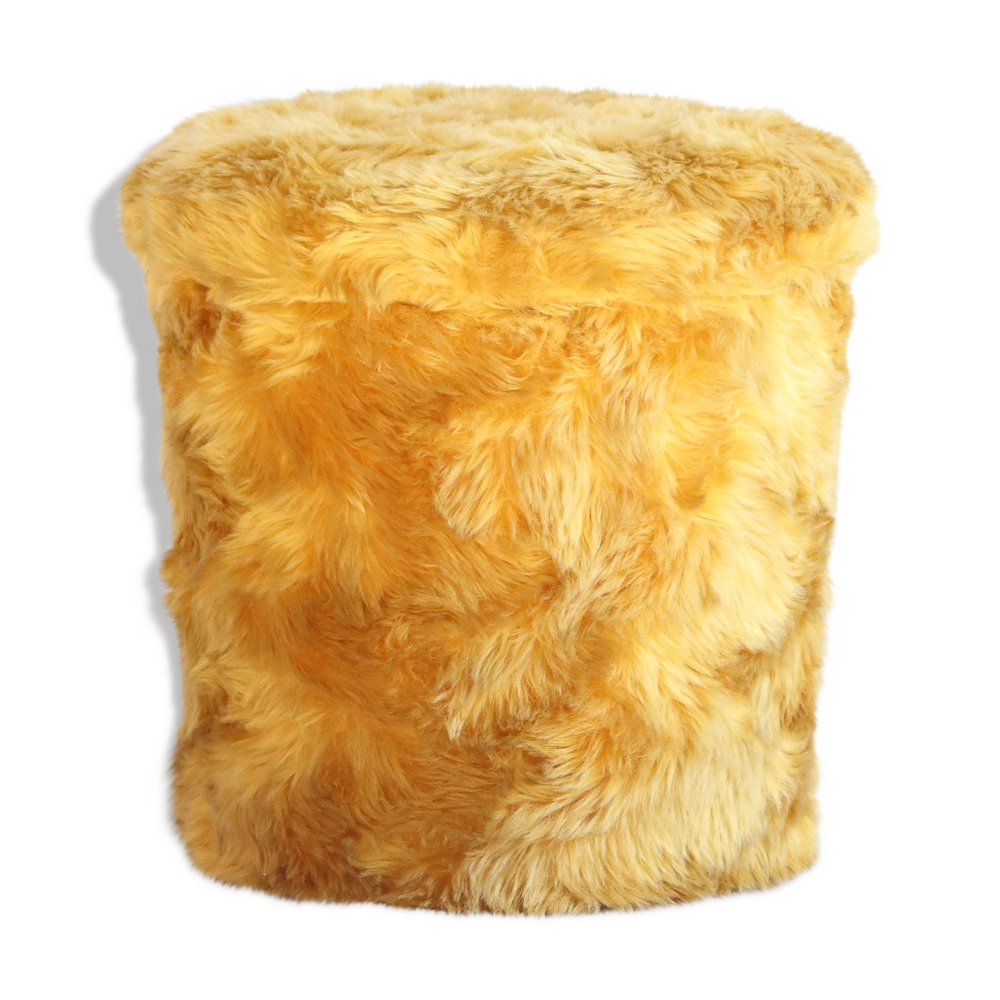 Moumoute chest pouf in mustard yellow faux fur 70