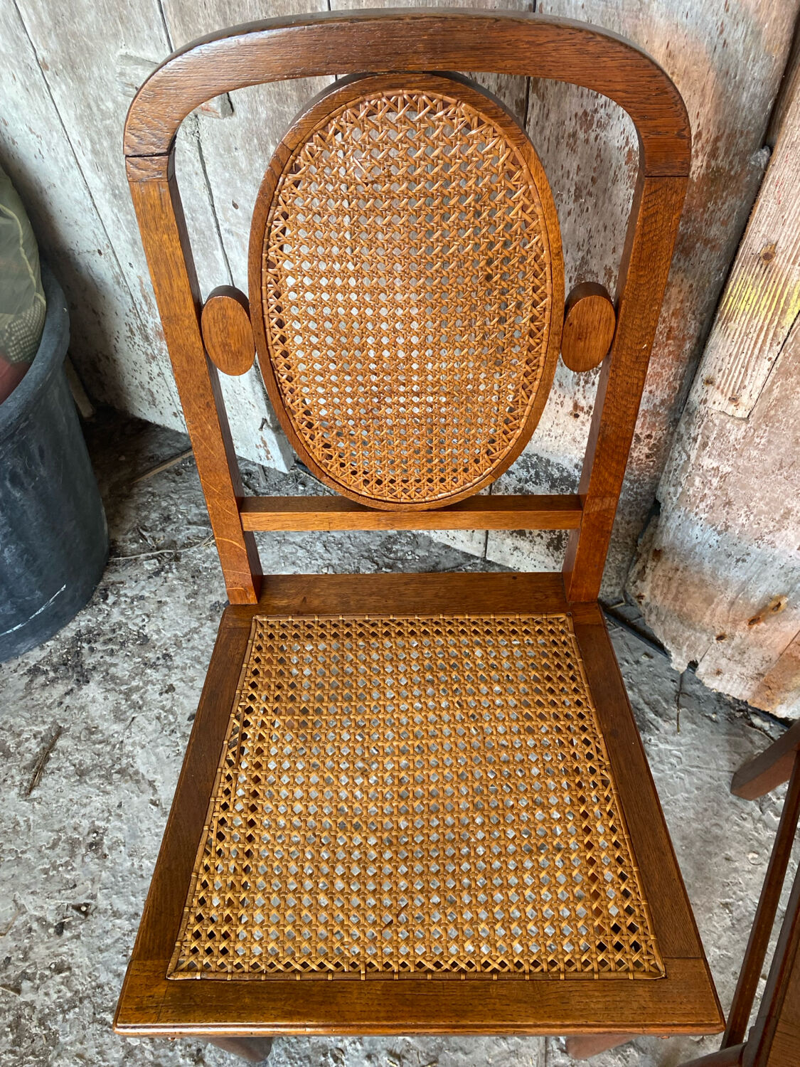 4 chaises anciennes style Louis XVI en bois et cannage, XIXème s.