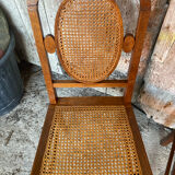 4 chaises anciennes style Louis XVI en bois et cannage, XIXème s.