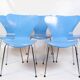 Lot de 5 chaises Seven modèle 3107 en bleu clair par Arne Jacobsen des années 1980