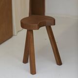Vintage Solid Beech Brutalist Tripod Stool Circa 1960